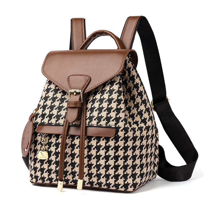 Houndstooth Backpack Women High Capacity Travel Bags Girls - Sophinity