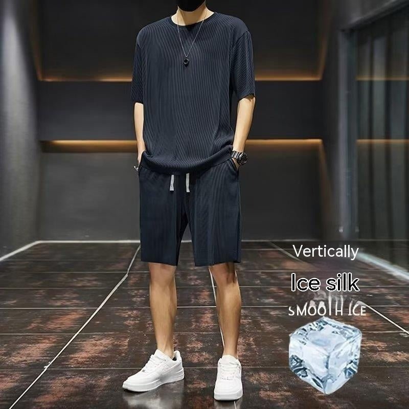 Men's Summer Thin Loose Short - sleeved Shorts High Sense Quick - drying Clothes Two - piece Suit - Sophinity