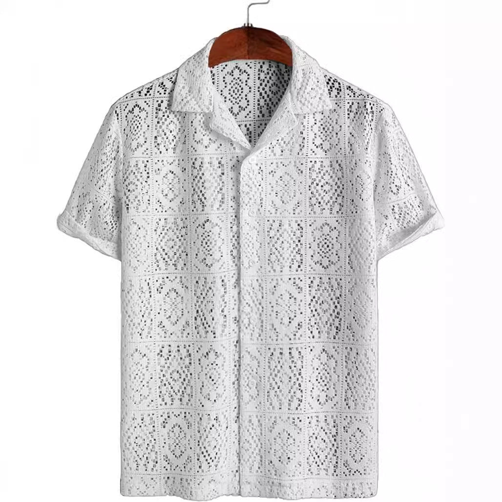 Cross Border Mesh Hollow Out Shirt - Sophinity