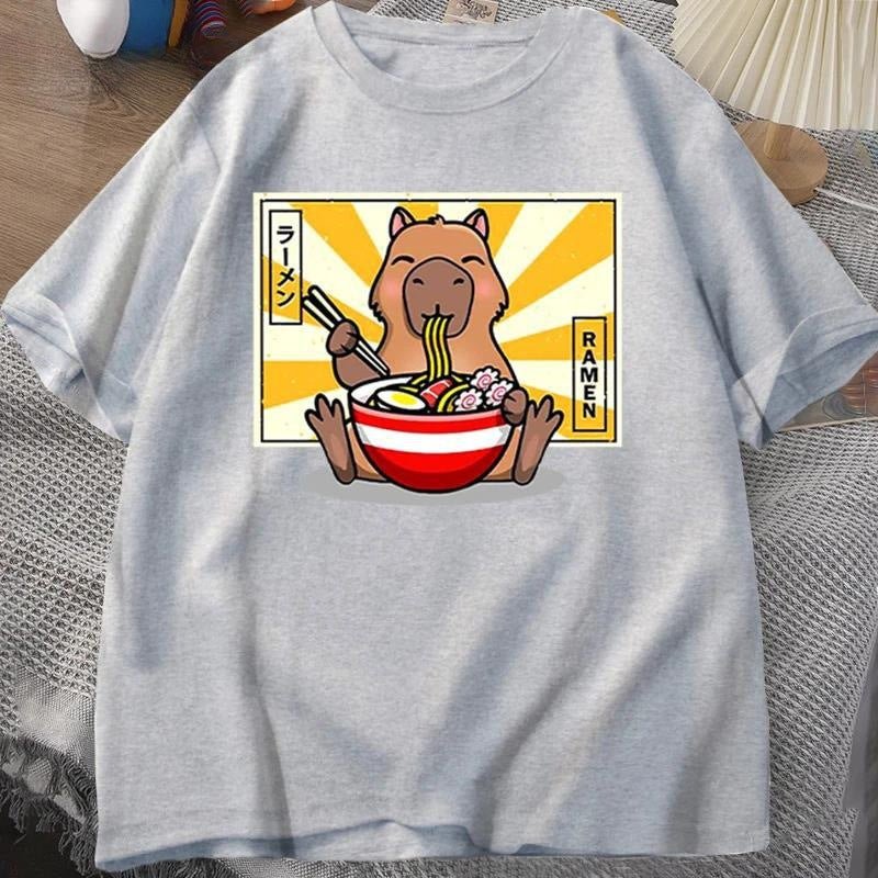 Capybara Cotton T-shirt Men's Clothing Oversized - Sophinity