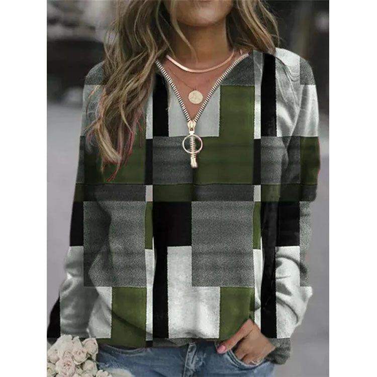 Women's Tops Checkered Sweaters Fleece Jackets - Sophinity