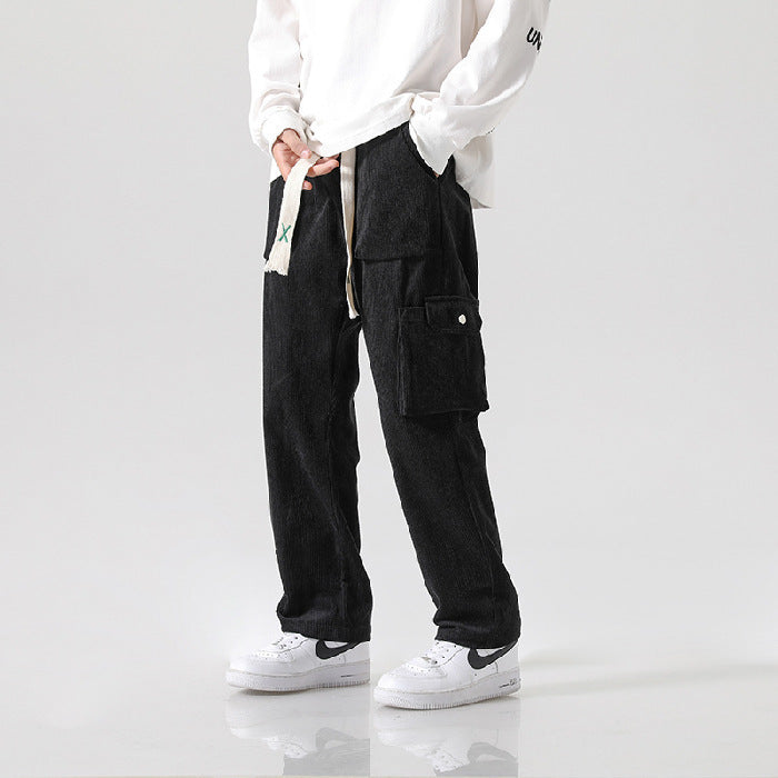 Men's Loose All-matching Corduroy Multi-pocket Straight Cargo Pants - Sophinity
