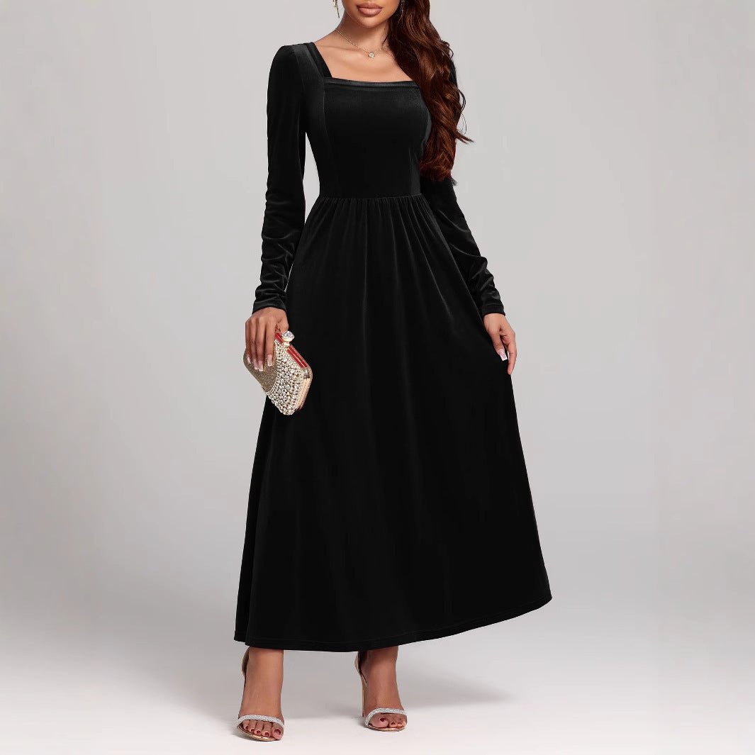 Temperament Red Evening Long Dress Pleuche Dress - Sophinity