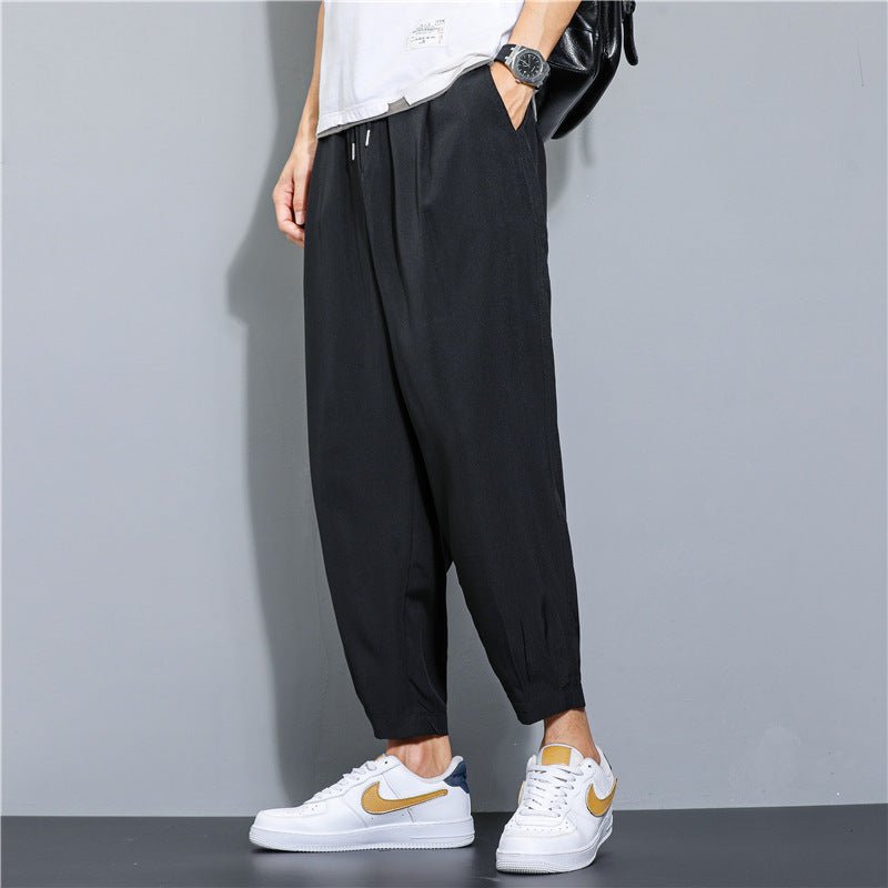 Ice Silk Leisure Draping Student Sports Straight Cropped Pants - Sophinity