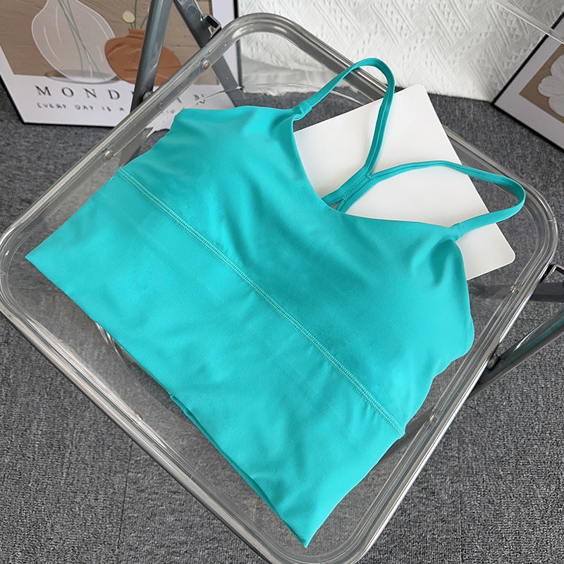 Women's Slim Shoulder Strap Solid Color Yoga Sports Vest - Sophinity