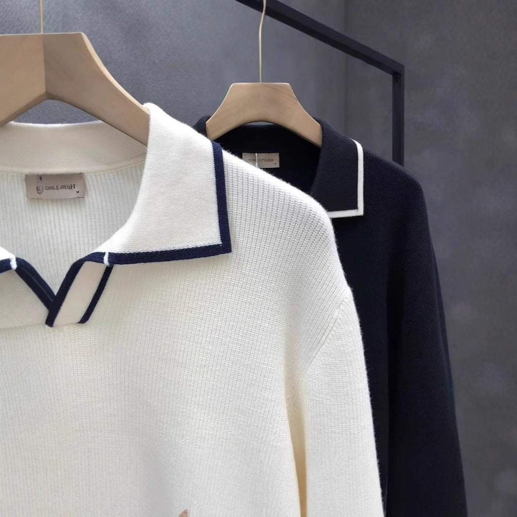Lightly Mature Casual Polo Collar Sweater Men - Sophinity