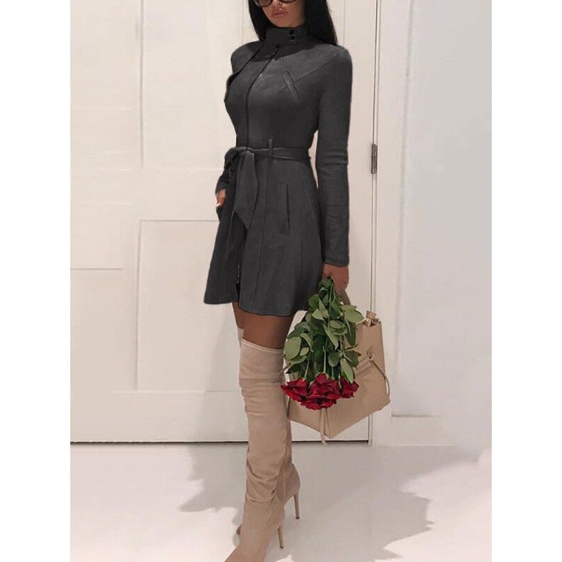 Deerskin velvet trench coat - Sophinity