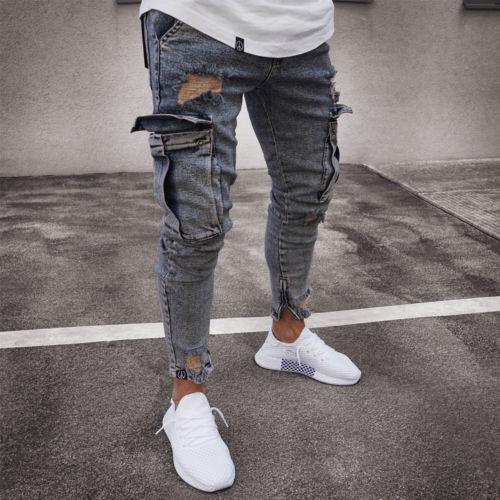 Cargo Hole Denim Jeans Men - Sophinity