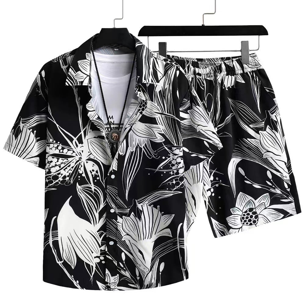 Men's Casual Suit 3D Digital Printing Short Sleeve Shirt Hawaii Suit - Sophinity