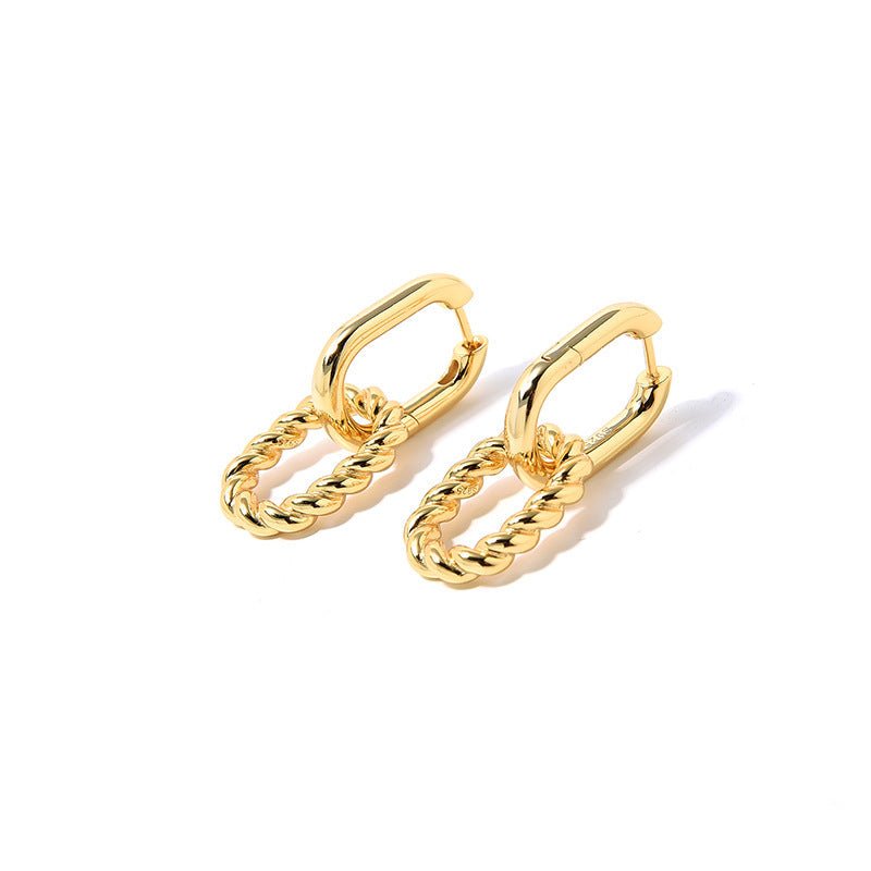 S925 Sterling Silver Gold - plated Double Ring Buckle Detachable Earrings For Women - Sophinity