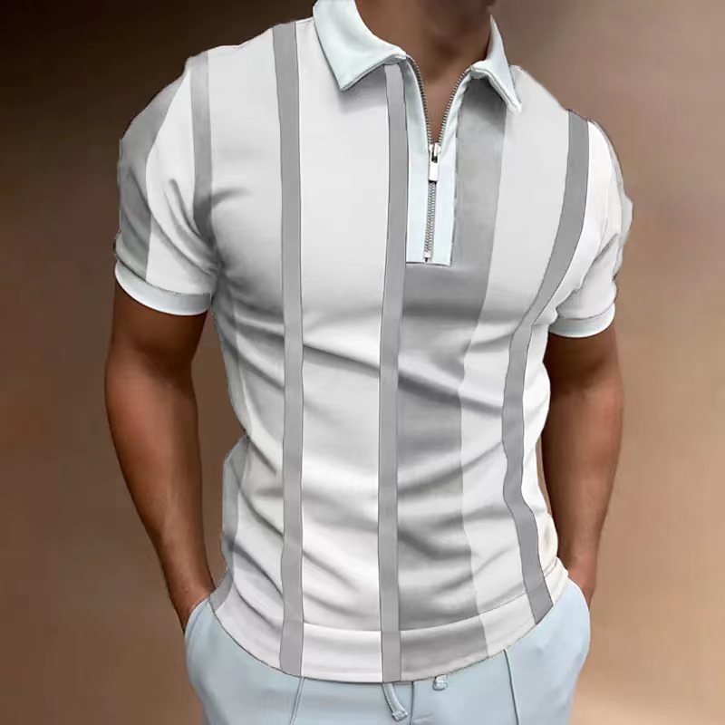 Men's Striped Short - sleeved Polo Shirt Slim Lapel - Sophinity