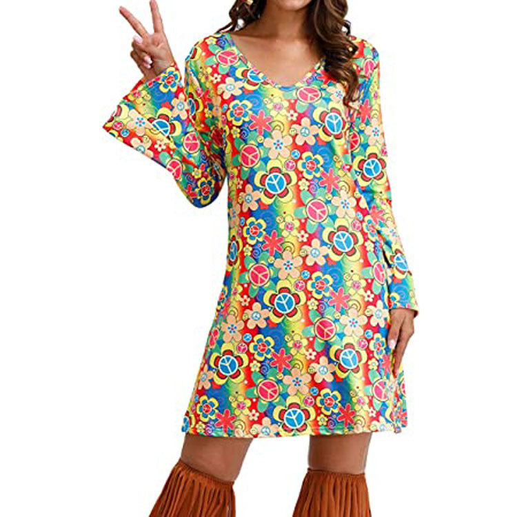 Hippie Clothing Print Dress Women - Sophinity