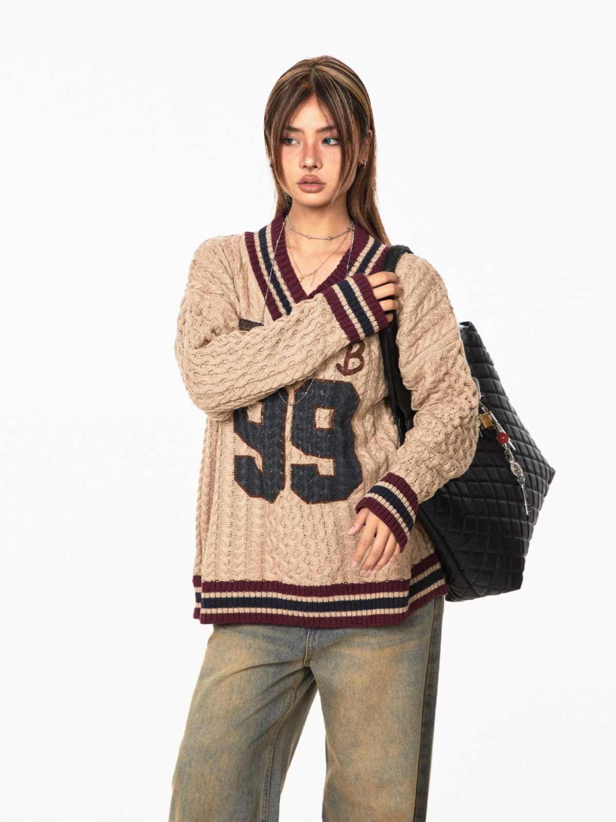 Jacquard Autumn And Winter Loose Idle Style Knitted Top - Sophinity