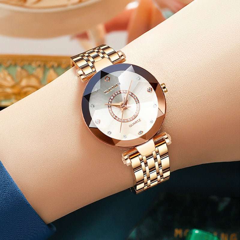 Polygonal Glass Solid Stainless Steel Strap Women's Waterproof Watch - Sophinity