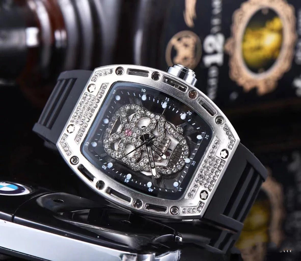 Fashion Tonneau - shaped Hollow Men's Silicone Quartz Watch - Sophinity