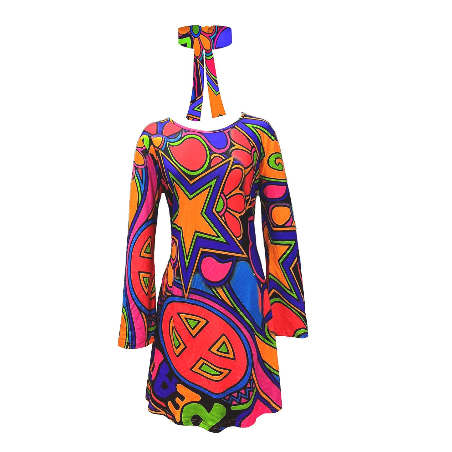 Vintage Hippie Clothing Print Women Dress - Sophinity