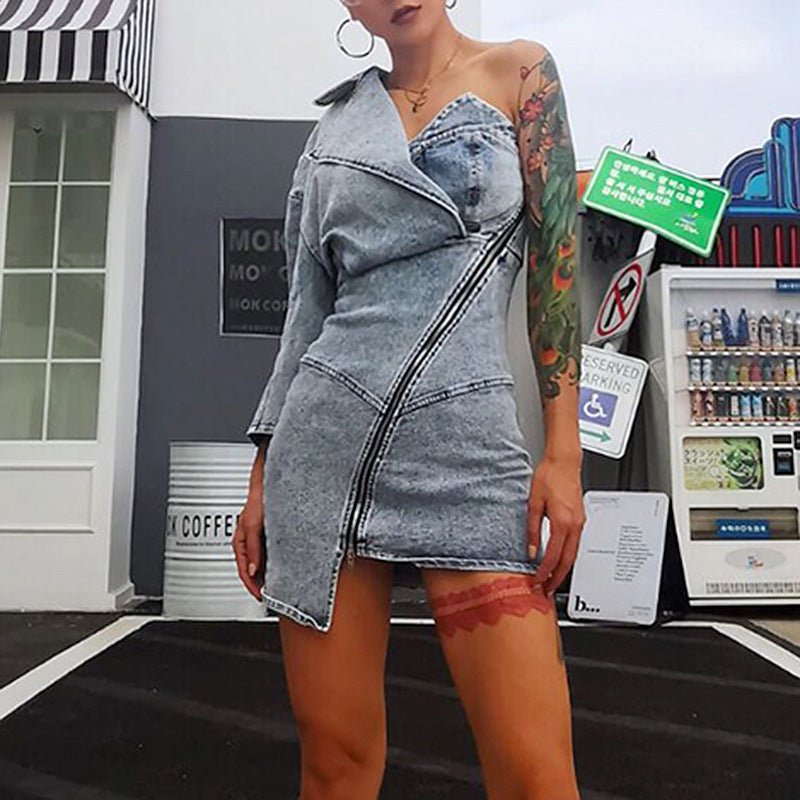 Denim bag hip dress - Sophinity