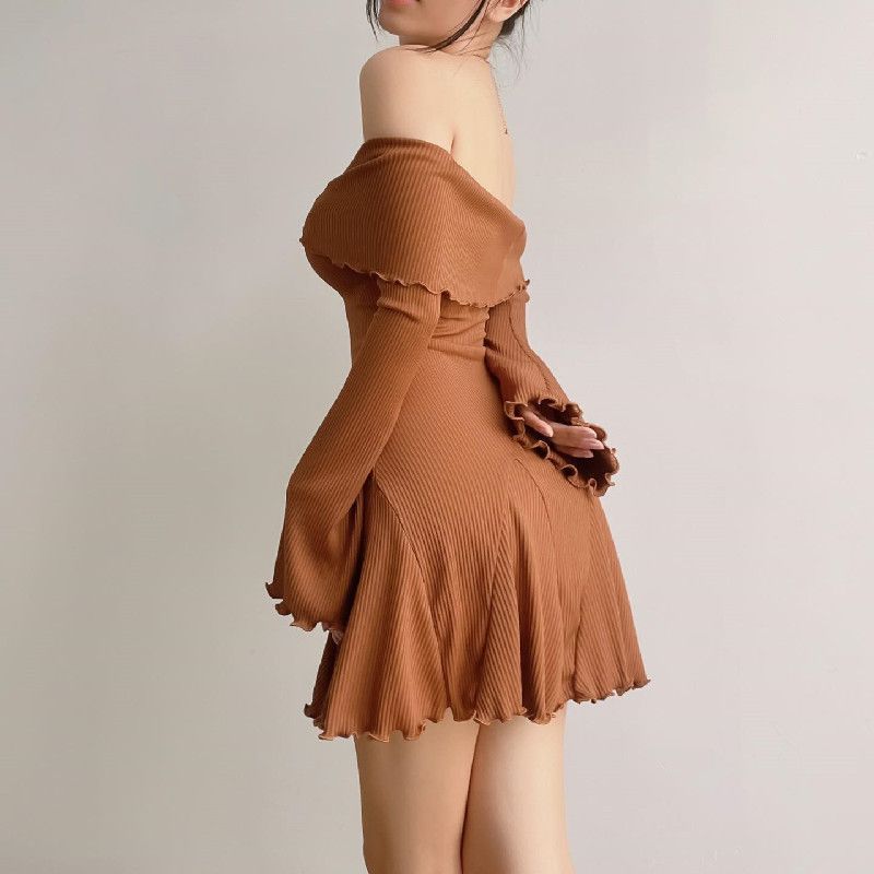 Off - shoulder Cross Long Sleeves Dress - Sophinity