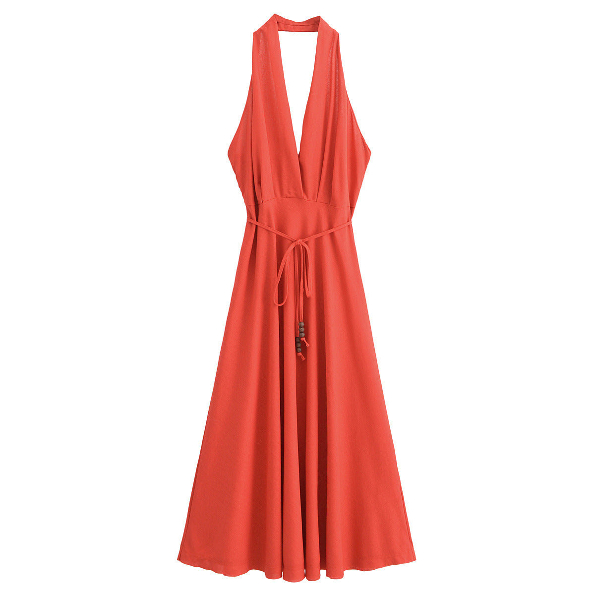 Backless Linen Midi Skirt Dress - Sophinity