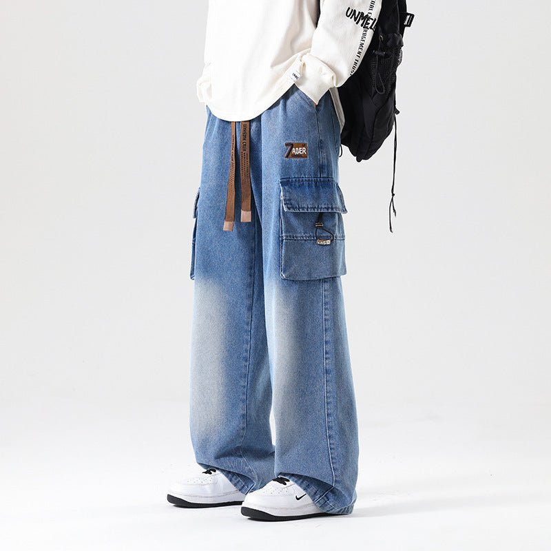 Fashion Wash Straight Cargo Jeans For Men - Sophinity