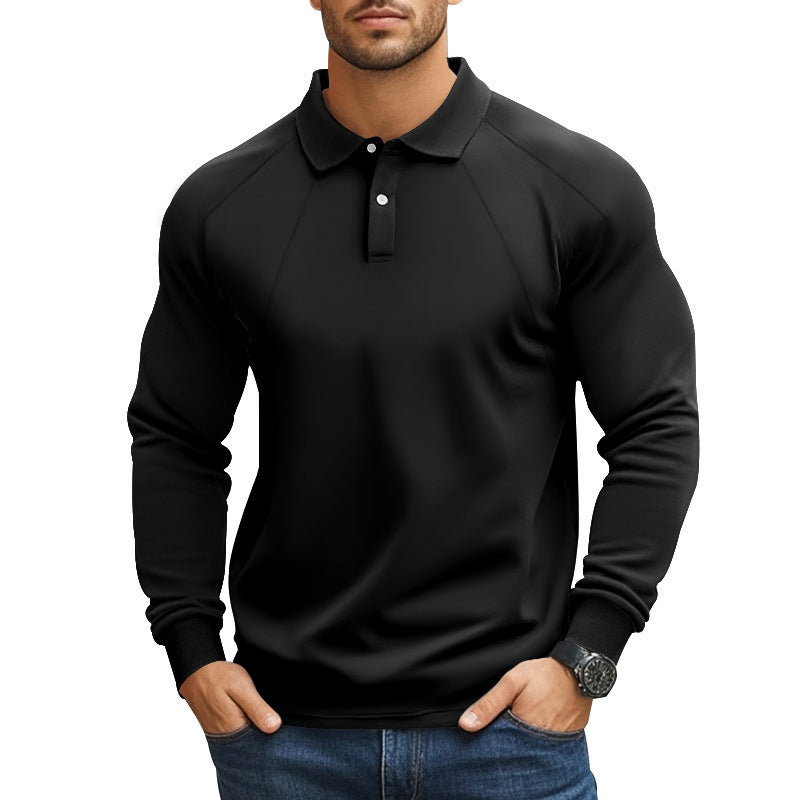 Spring And Autumn Polo Collar Solid Color Casual Bottoming American Polo Shirt Men - Sophinity