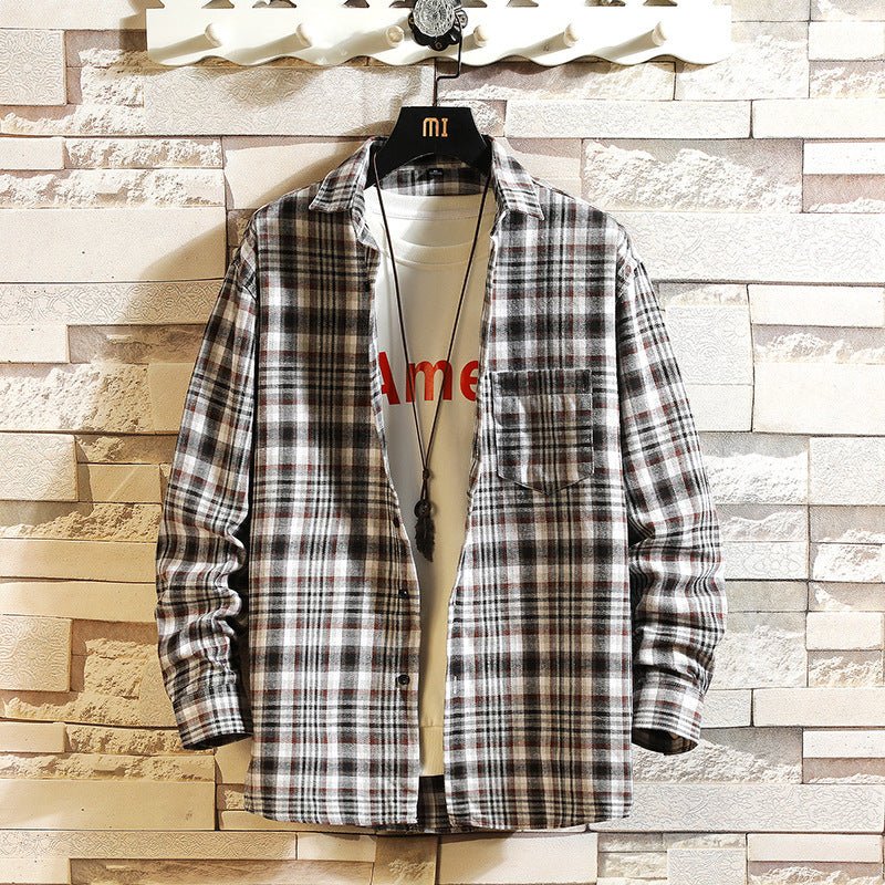 Men's Checked Long - sleeved Shirt School Suit - Sophinity