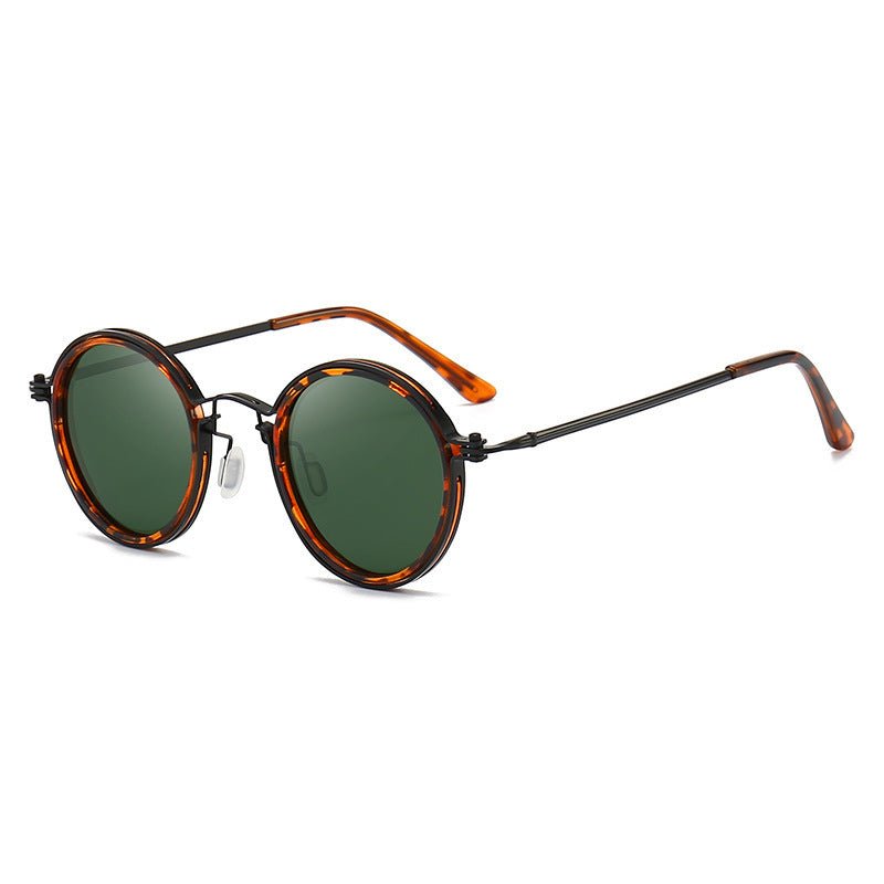 Sunscreen Retro Style Round Frame Metal Sunglasses - Sophinity
