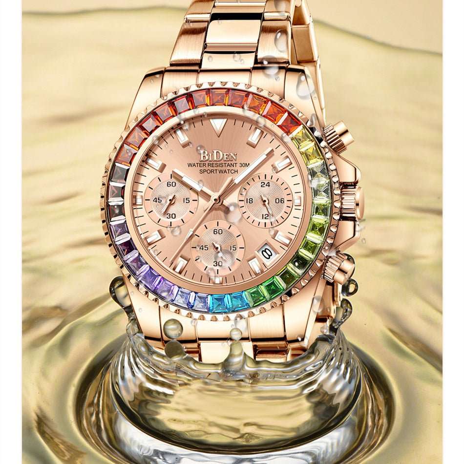 Fashion Steel Band Business Ladies Trend Colored Diamond Watch - Sophinity