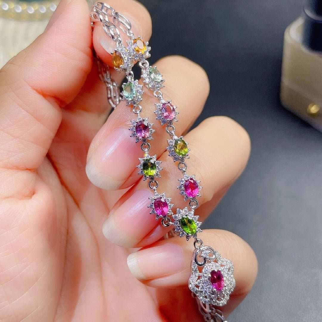 Natural Brazil Candy Rainbow Color Tourmaline Necklace Women - Sophinity