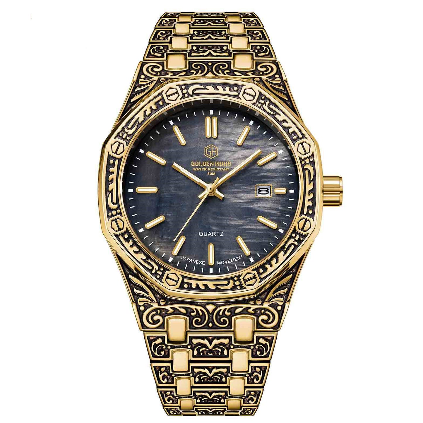 Spiral Crown Round Mechanical Men's Black Casual Watch - Sophinity