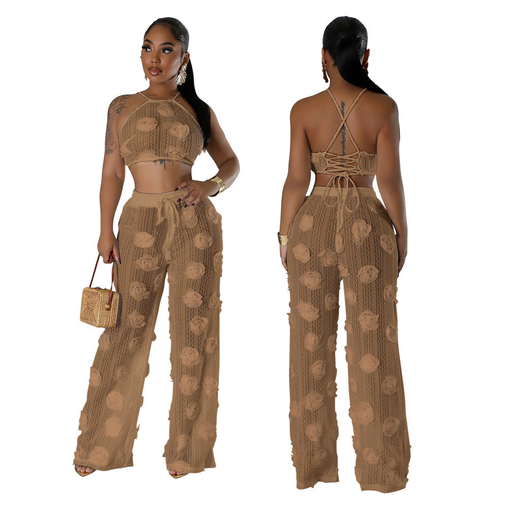 Solid Color See-through Two-piece Set For Women - Sophinity