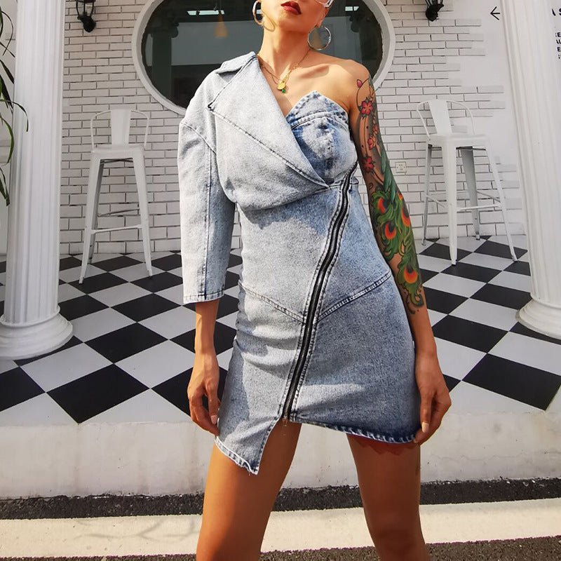 Denim bag hip dress - Sophinity