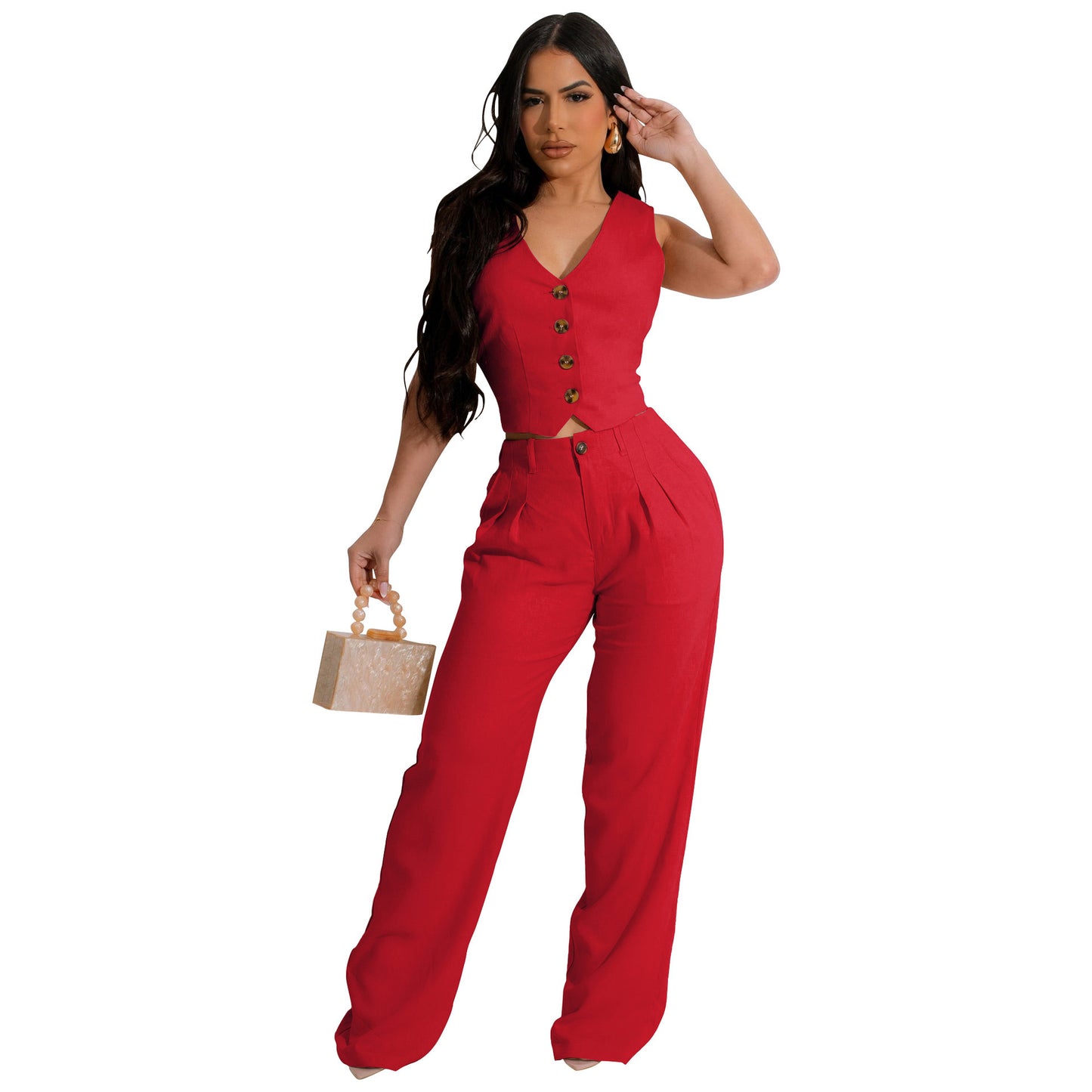 Two - piece Set Vest Jacket Suit Office OL Commuting Summer - Sophinity