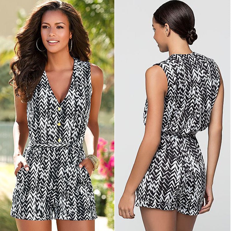 Jumpsuit suit V - neck shorts - Sophinity