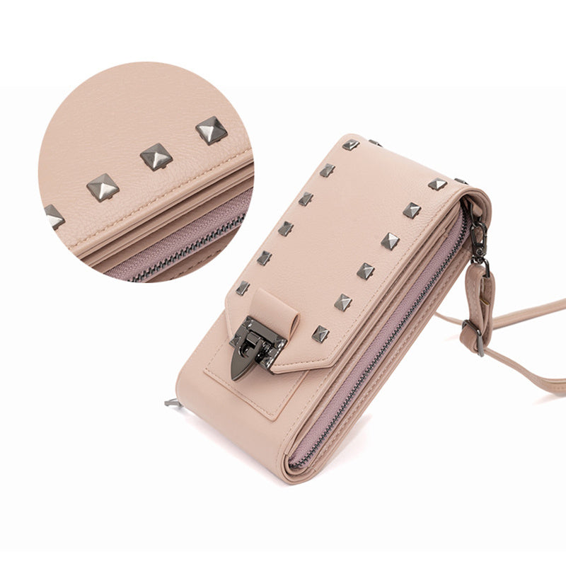 Rivet Design Shoulder Bags Mobile Phone Handbag Solid Color Crossbody Bags Women - Sophinity