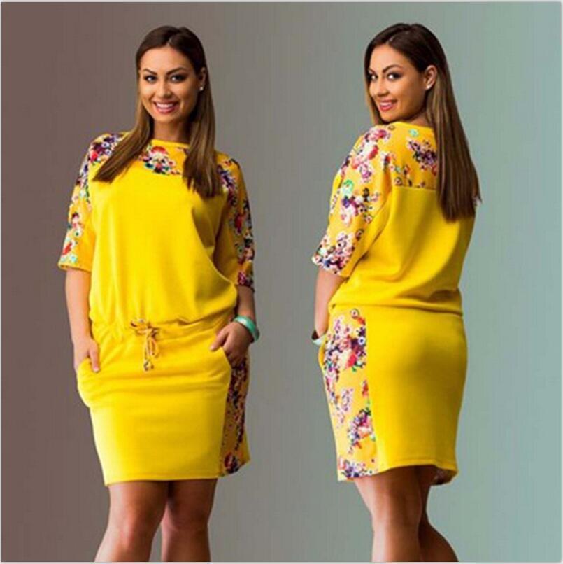 Round neck sleeve print dress - Sophinity