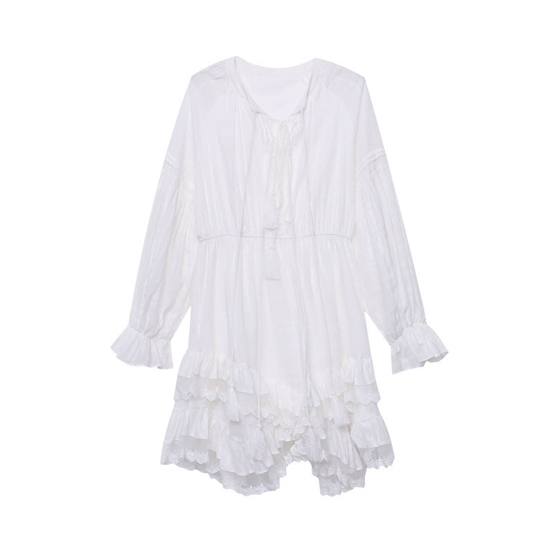 Cinched Patchwork Irregular Layering Dress - Sophinity