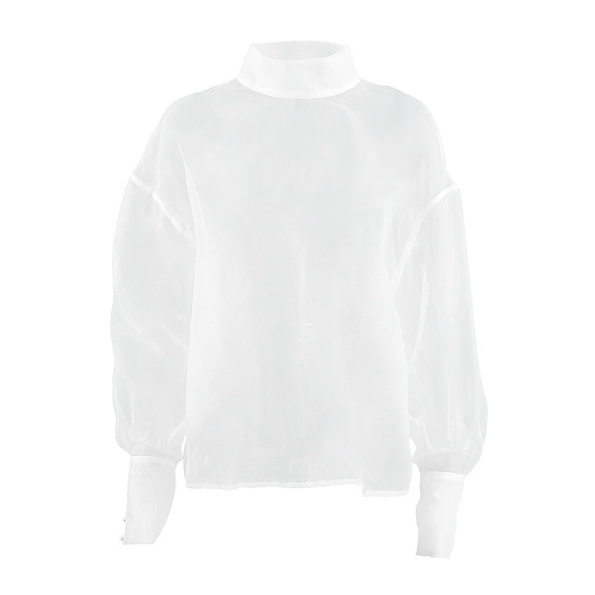 Women's Sheer Mesh Long-sleeved Shirt - Sophinity