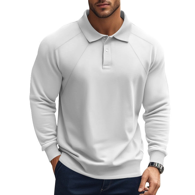 Spring And Autumn Polo Collar Solid Color Casual Bottoming American Polo Shirt Men - Sophinity