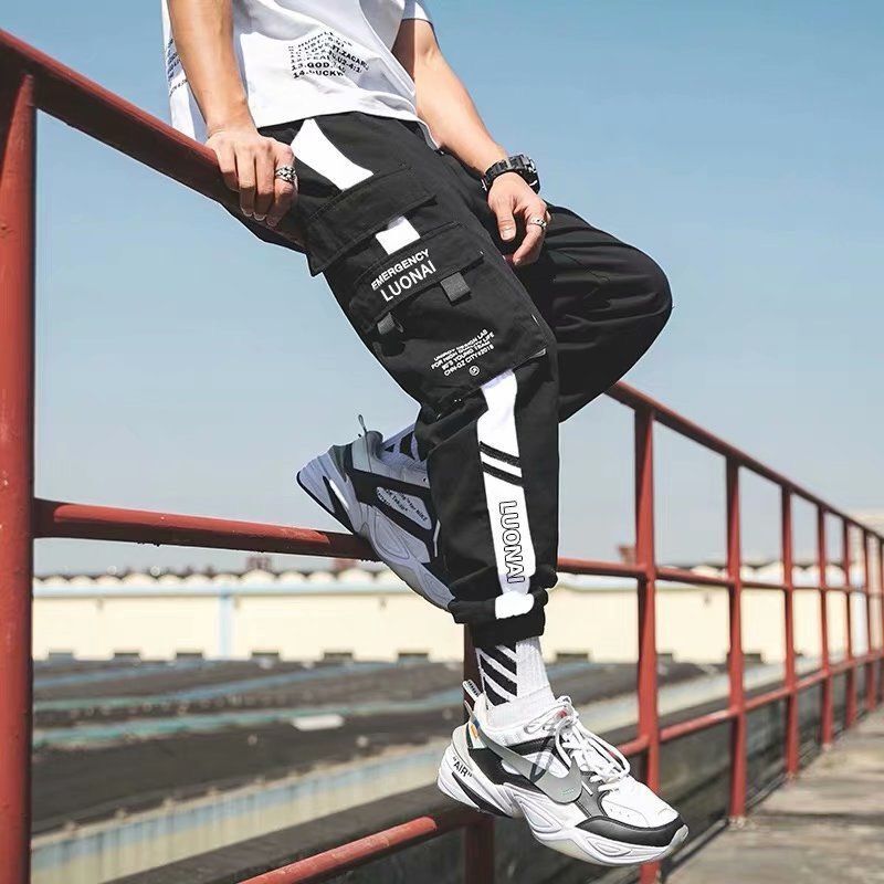 Loose casual cargo pants with velcro straps - Sophinity