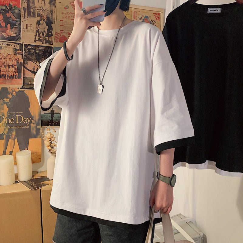 Short Sleeve Loose Lovers Wild Round Neck Half Sleeve Top - Sophinity
