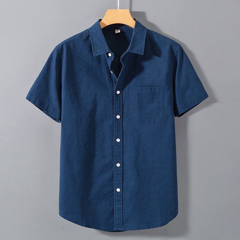 Men's Linen Short - sleeved Lapel Shirt - Sophinity