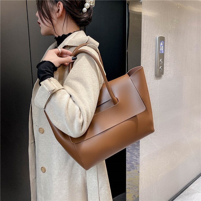 Fashion Women Shoulder Bags Large Capacity Handbags Simple Retro Tote Bags Solid Color Famous Brand High Quality Bags - Sophinity