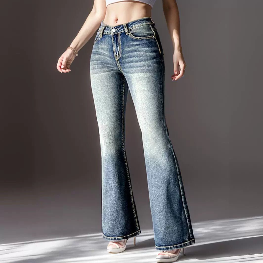Women's Vintage Jeans High Elastic Pocket Embroidered Vintage Jeans - Sophinity