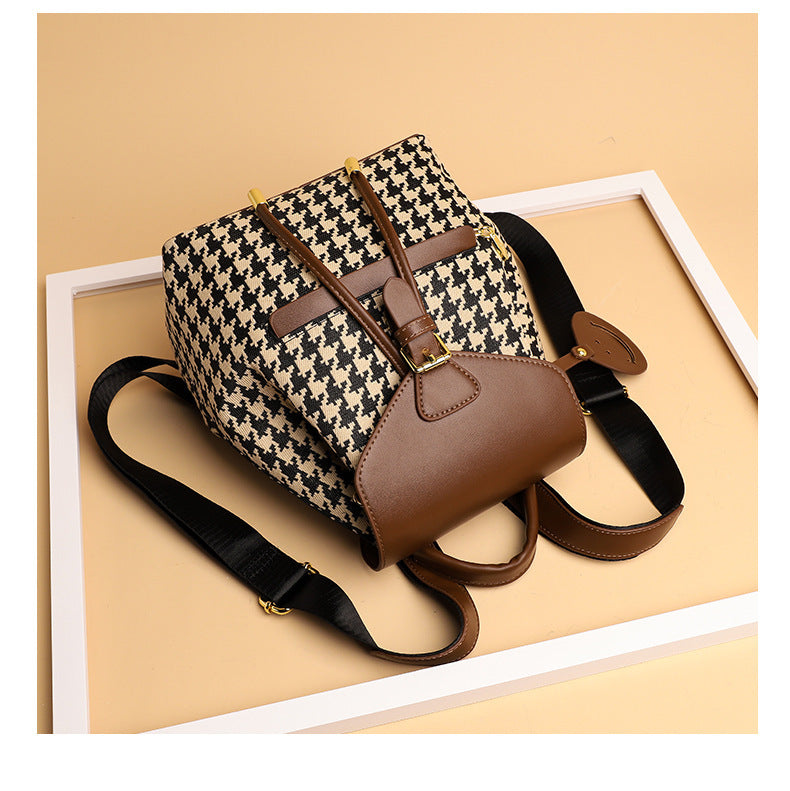 Houndstooth Backpack Women High Capacity Travel Bags Girls - Sophinity