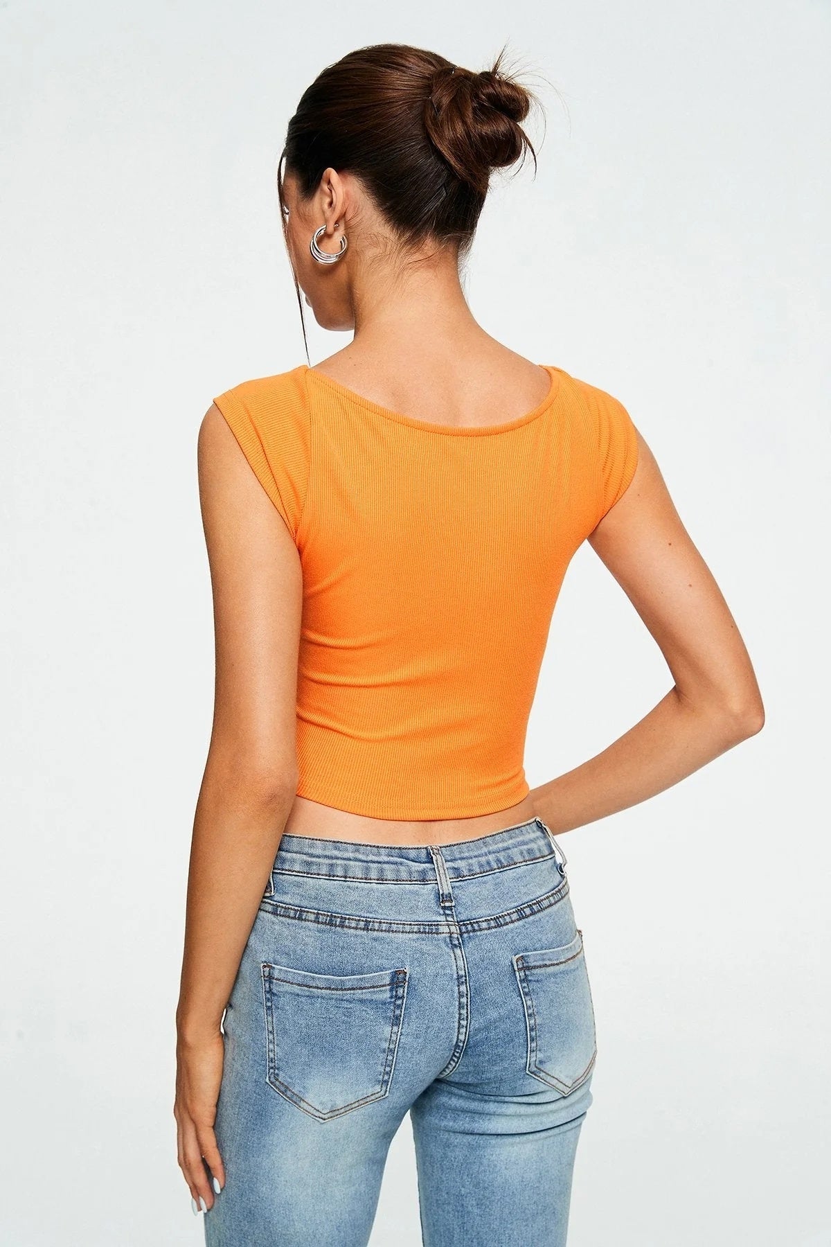 Crop Top Sweetheart Solid Ribbed Sleeveless - Sophinity