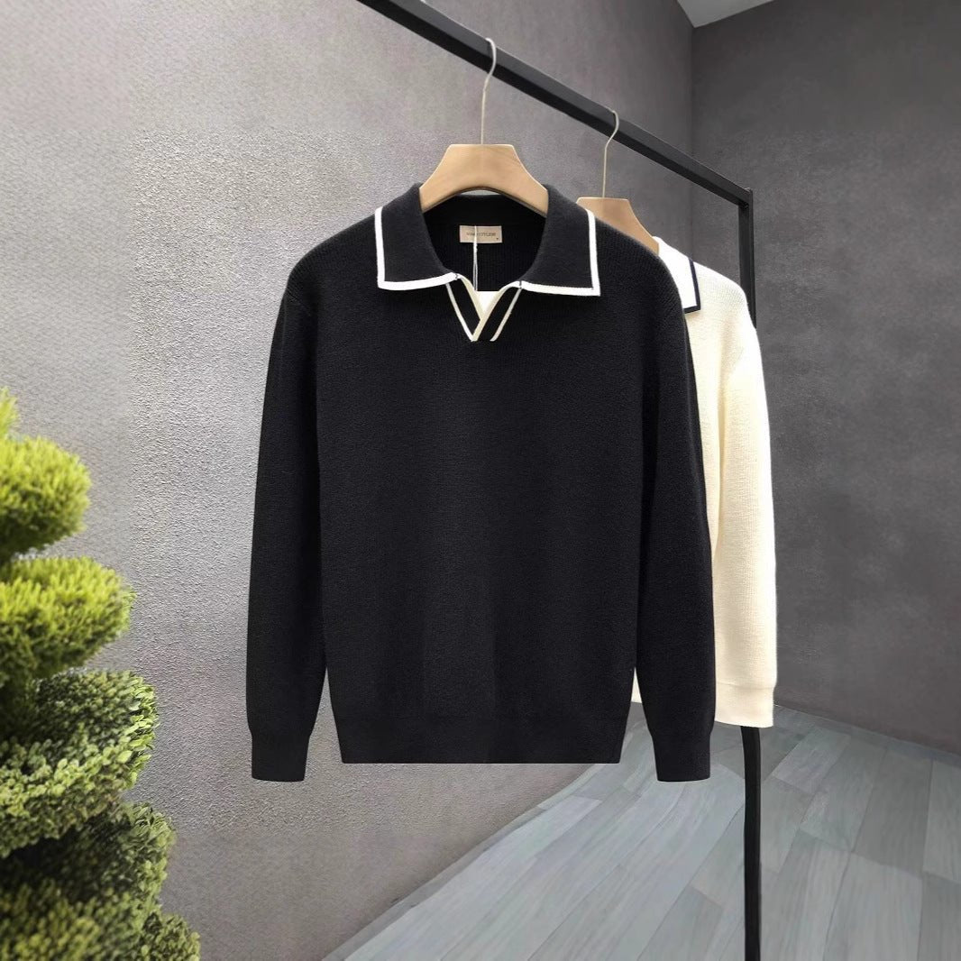 Lightly Mature Casual Polo Collar Sweater Men - Sophinity