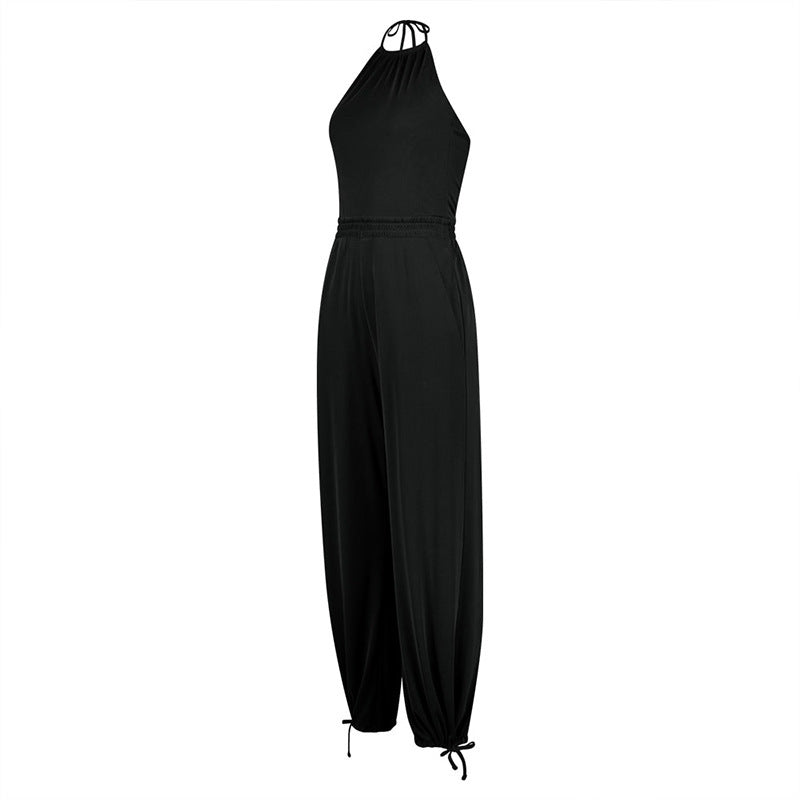 Women's Halter Beauty Back Fitness Jumpsuit - Sophinity