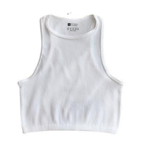 Solid Color Sleeveless Vest Women's Summer High Waist Short Navel Fitness Running Yoga Clothes - Sophinity