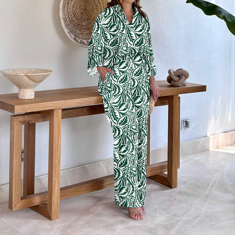 Batwing Sleeve Printed Two-piece Suit Suit Women - Sophinity